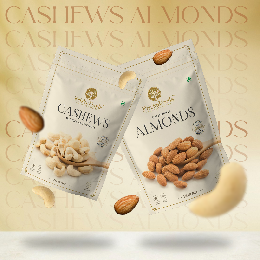 Premium Whole Cashew Nuts | California Almonds (250g each)